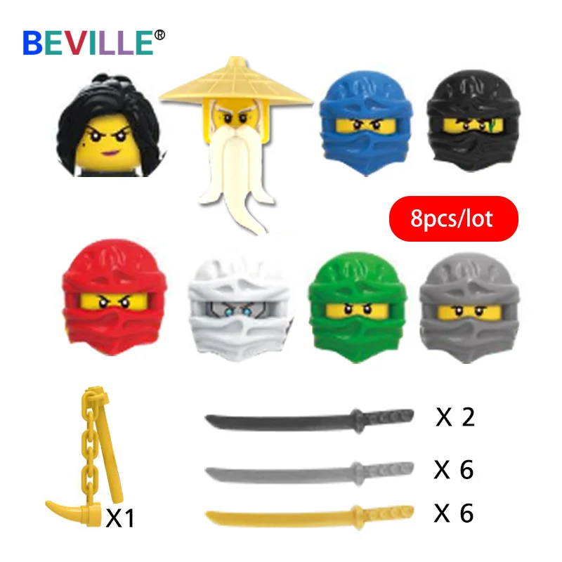 8 шт./компл. фигурки ниндзя сделай сам строительные блоки скелет солдаты воин