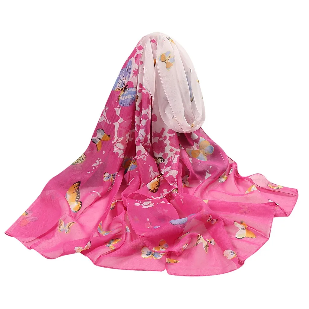 2020 Летний Шелковый шарф с цветочным принтом большой шифоновый Женский Длинный