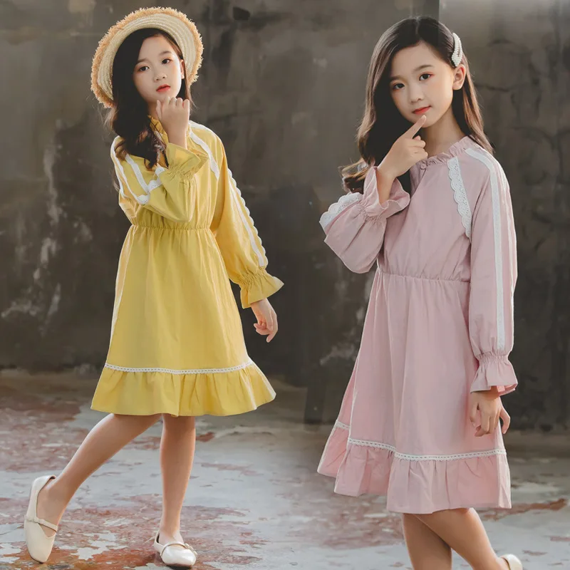 Осеннее хлопковое платье для девочек праздничные платья принцессы с длинным