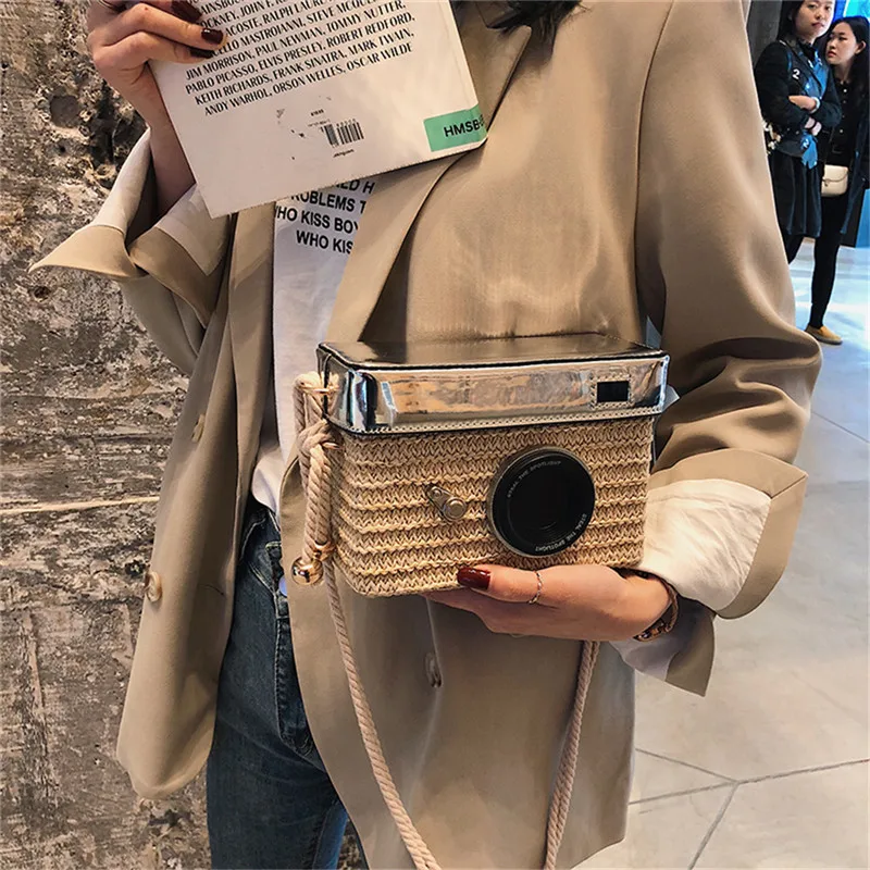 NoEnName-Null женская Соломенная плетеная квадратная сумка на плечо для девушек через