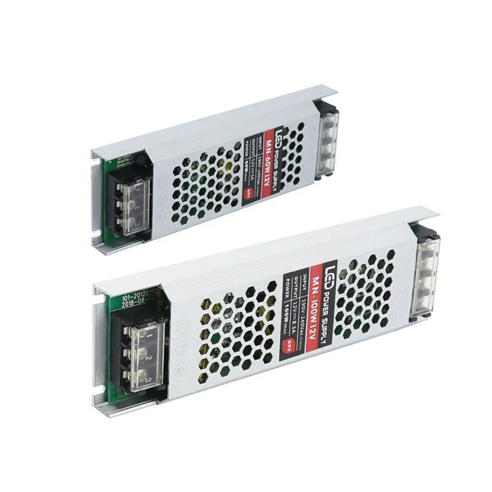 Светодиодный трансформатор сверхтонкий для светодиодных лент 12 В 24 60 Вт 100 150 200 300