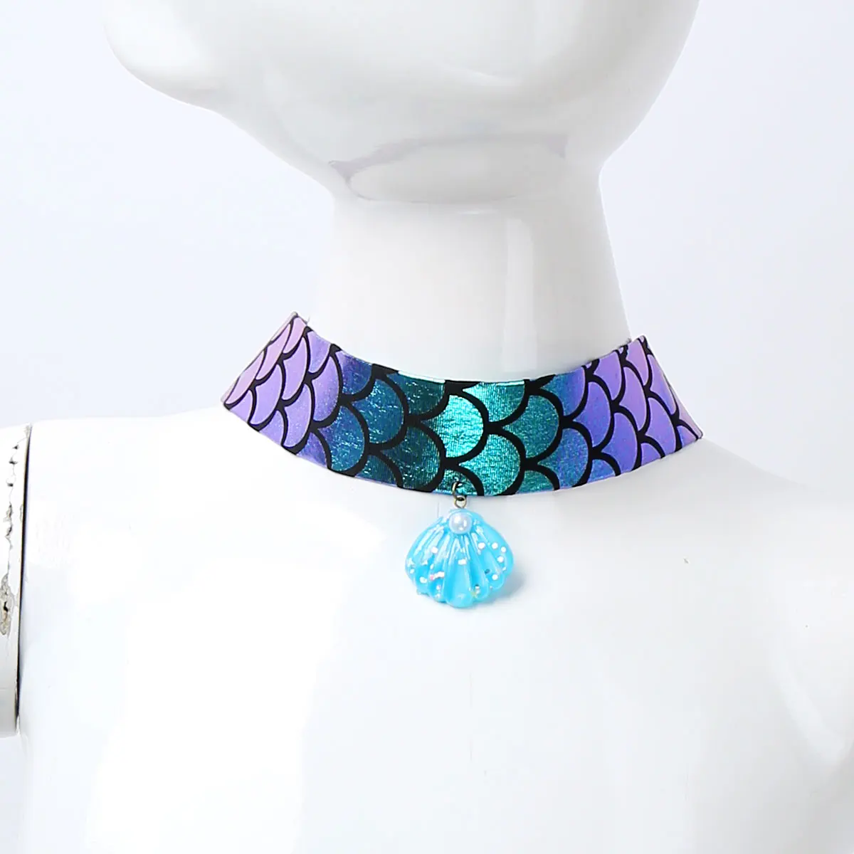 Женский костюм русалки повязка на голову с принтом рыбьей чешуи и рукавами