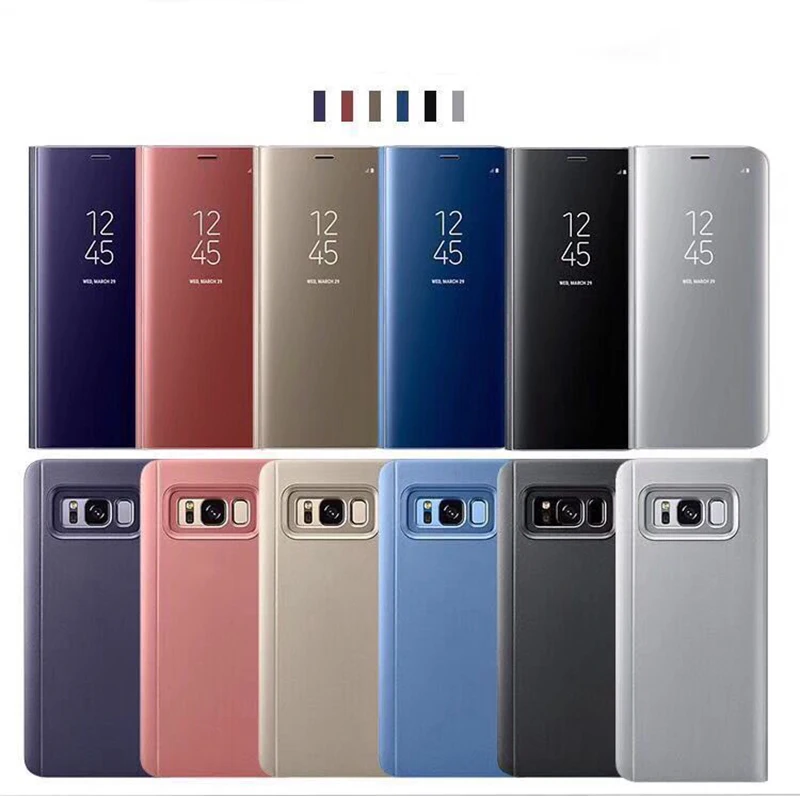 Умный зеркальный флип-чехол для телефона для samsung Galaxy S10E S9 S8 S10 плюс S7 край пленка для экрана с четким изображением A3 A5 A7 J3 J5 J7 A6 A8 PU чехол s