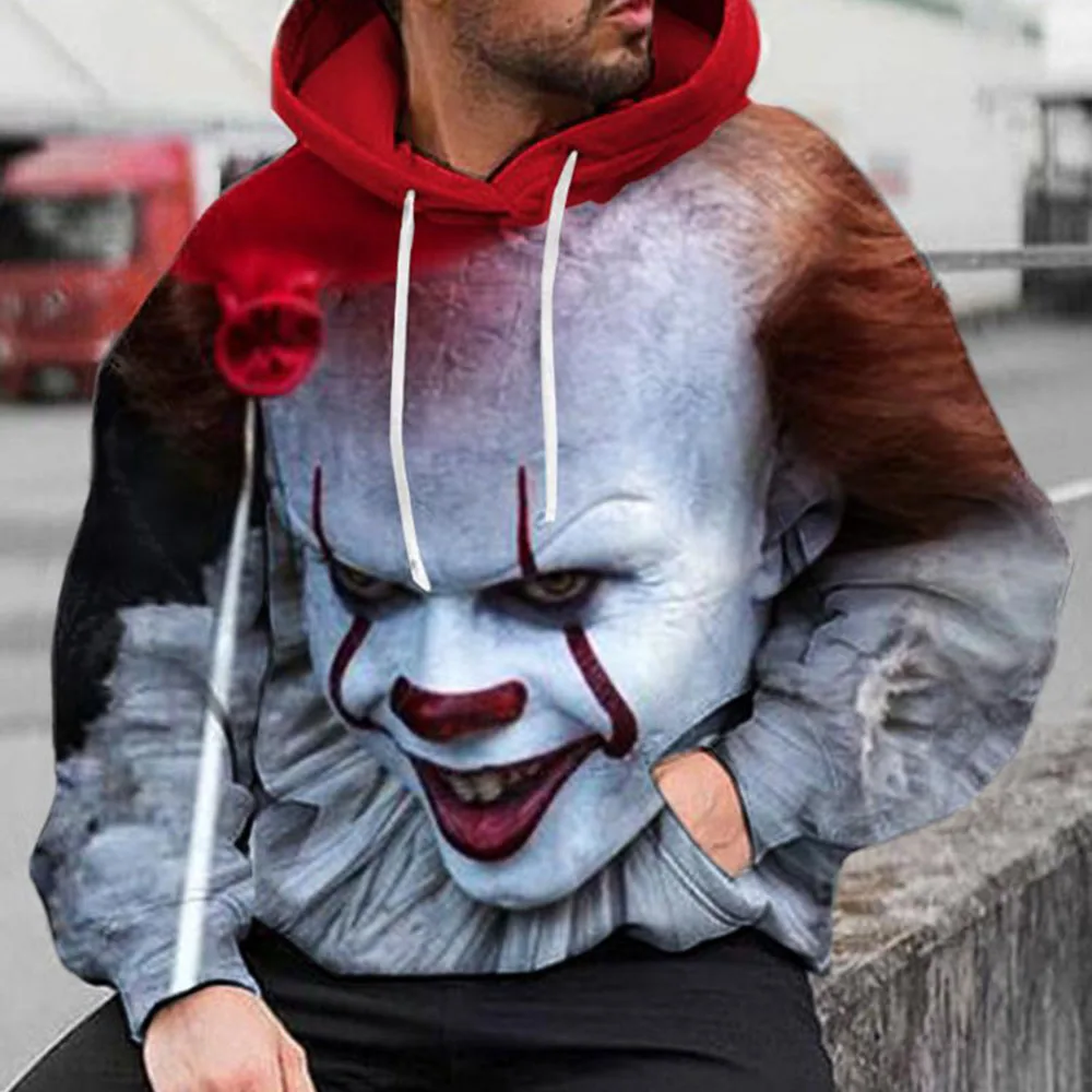 

Men New Clown 3D Printing Hoodies 2021 Autumn Winter Fashion Casual Hooded Pullover Men Long Sleeve Hoodie