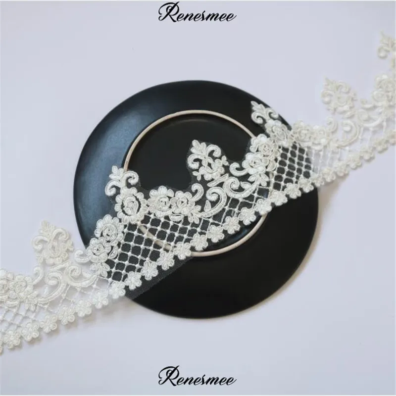 2 ярда кружевная Свадебная аппликация из полиэстера цвета слоновой кости 10 5 см