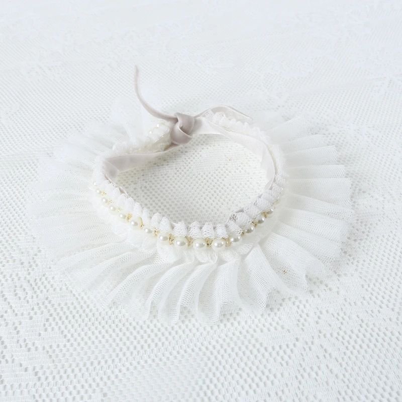 

Japanese Style Shooting Props Pearl Lace Bib Universal Dog Bib Japanese Style Bib Pet Lace Bib Cute Pearl Headscarf