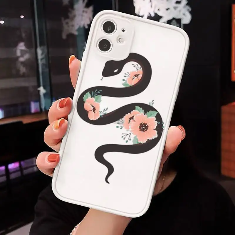 

animal cool Snake Phone Cases Matte Transparent for iPhone 7 8 11 12 s mini pro X XS XR MAX Plus cover funda