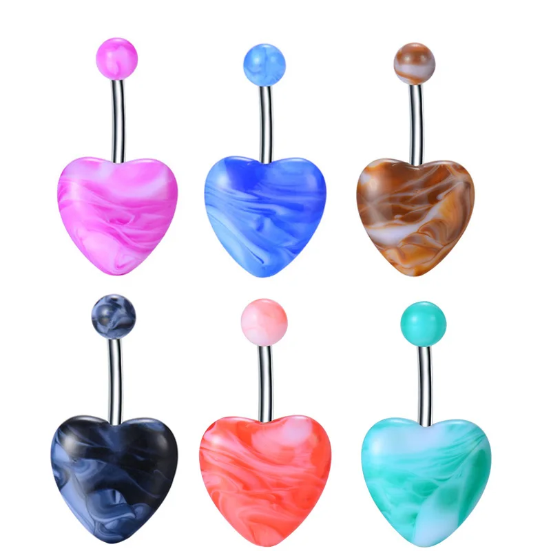 6 шт. Комплект пирсинг кольцо пупка горячая Распродажа Lovely Heart ожерелье с Форма