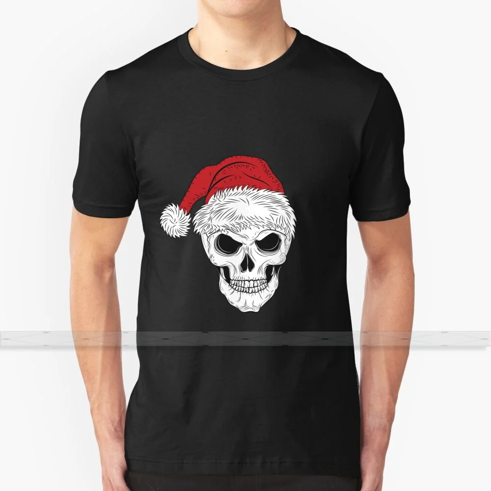 

Страшная Рождественская футболка с черепом, хлопковая Футболка с индивидуальным дизайном для мужчин и женщин, летние топы, уличные белые ул...