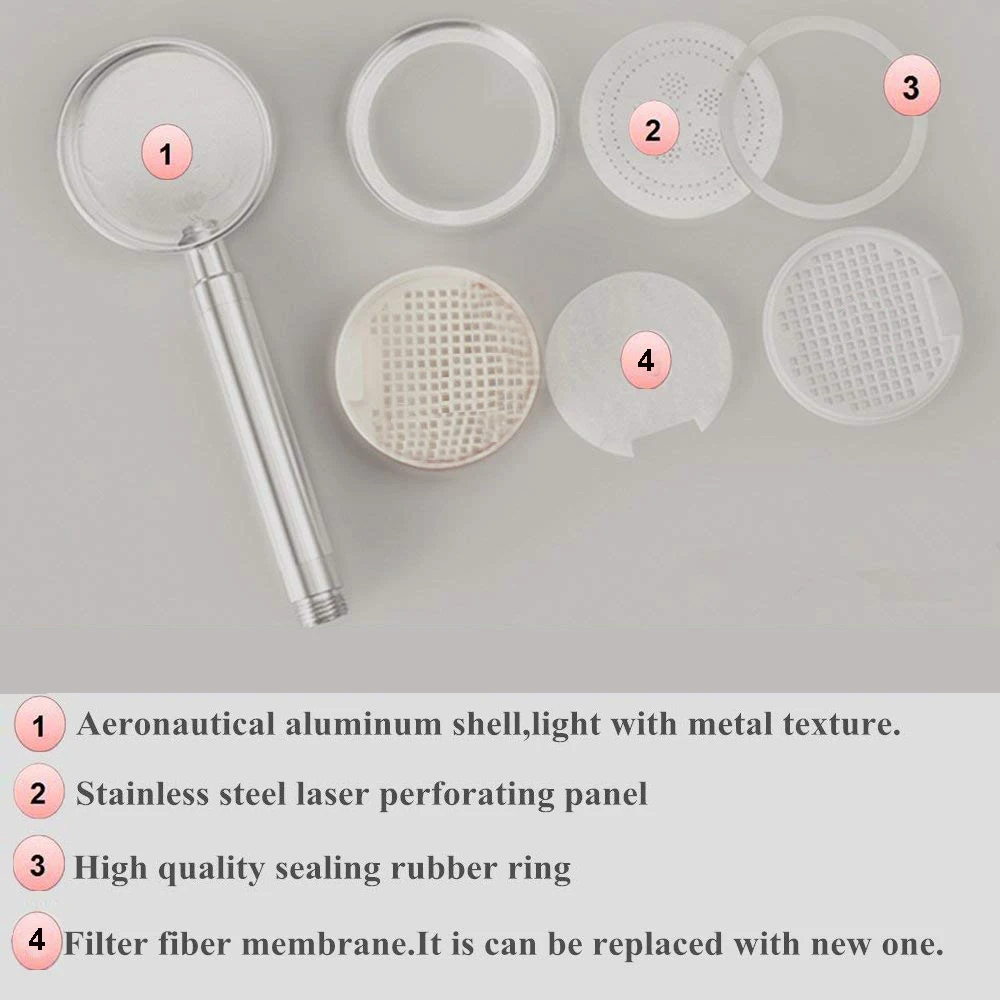 Silver with filter Алюминиевая душевая насадка для ванной комнаты, усилитель давления, экономия воды, ванная комната, техническая теплоизоляция, Душевая насадка, фильтр - Цвет: Silver with filter
