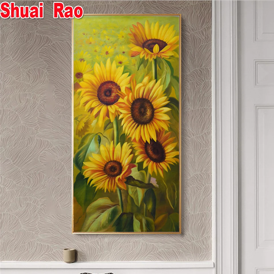 5D Diy алмазное Рисование Подсолнечник настенные картины Современные Большие