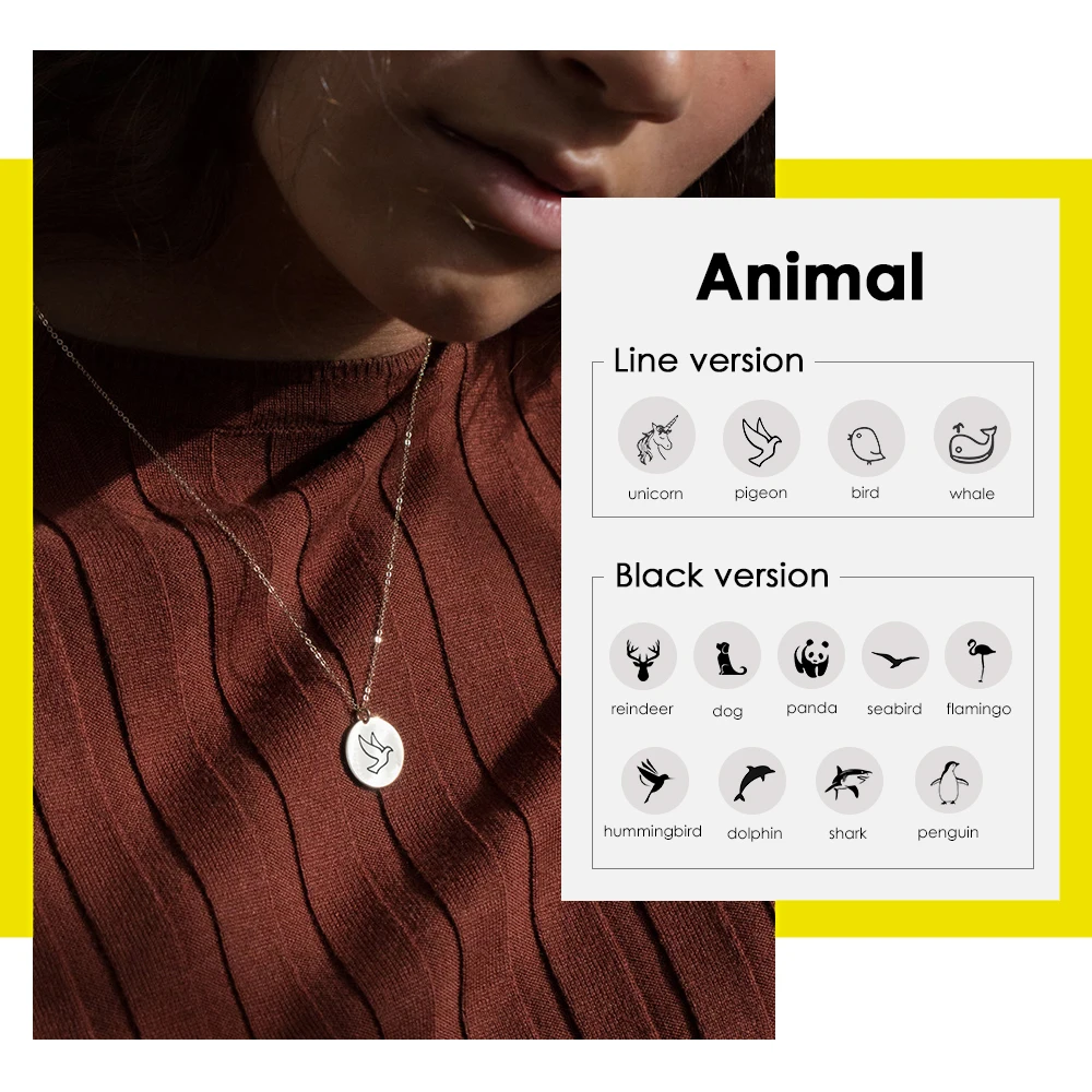 Ожерелье на заказ модное ожерелье с подвеской в виде единорога минималистичной