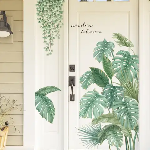 Нордический стиль тропические растения и листья настенные наклейки для гостиной спальни экологически чистые виниловые стены наклейки, худ...