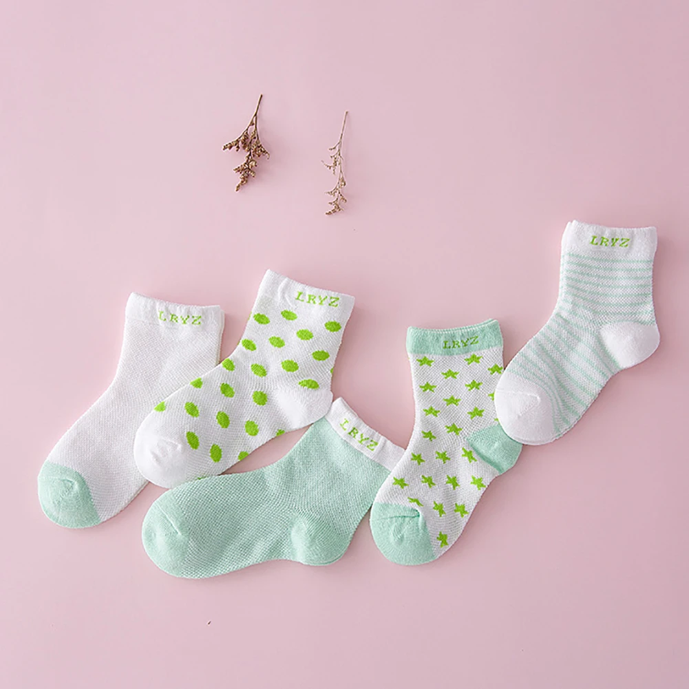 5 пар в партии Детские носки Сезон весна-лето Хлопковые Дышащие для новорожденных
