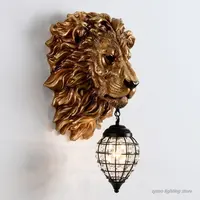 Nordic Lion Head Resin Decor Wall Lamps Living Room Bedroom Bar Room Decoration Modern Wall Lamp Hotel Club Wall Lights Fixtures