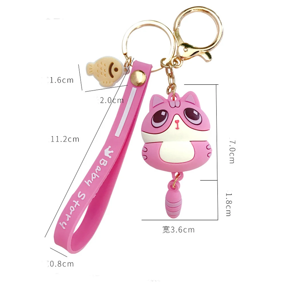 

Cute Cat Kawaii Keychain Female Creative Car Key Pendant Couple Lovers Backpack Phone Lanyard Girl Gift Toy Doll Accessories