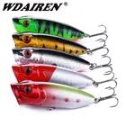 5 шт.лот, рыболовные приманки 6,5 см13 г, приманка-Поппер, 5 цветов, твердая приманка, Искусственные воблеры, пластиковые рыболовные снасти с 6 # крючками