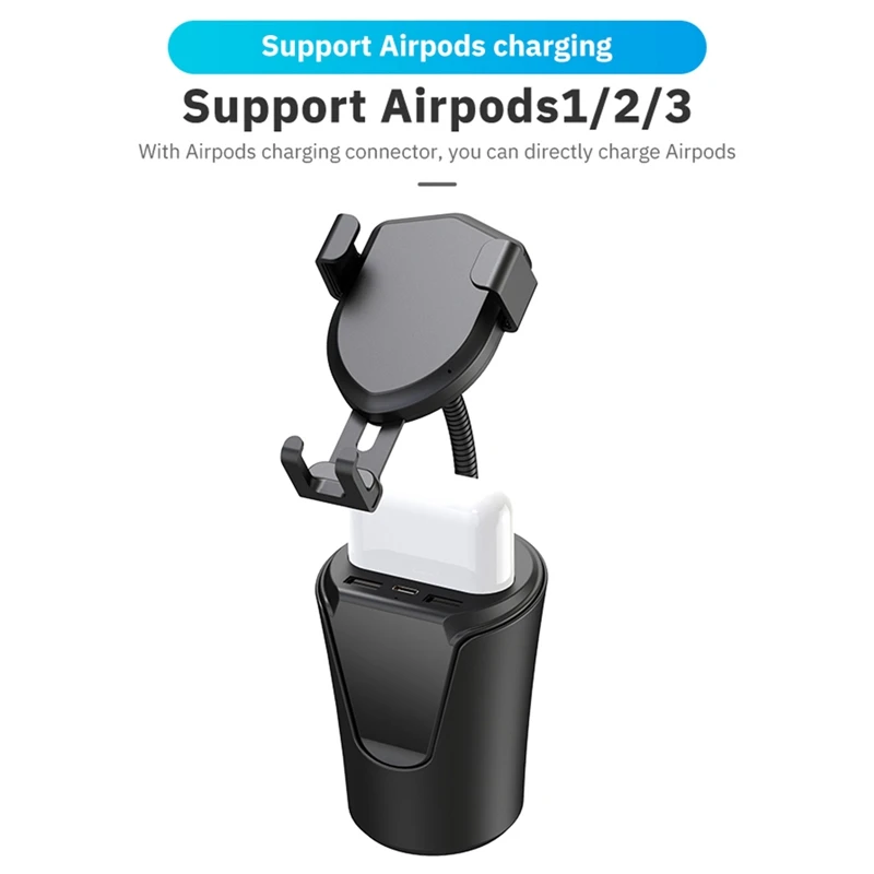 

New Multifunctional Dual Usb Fast Charge 10W Car Wireless Charger Mobile Phone Gravity Bracket Black Blue