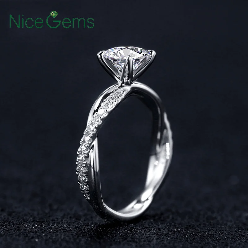 Кольцо NiceGems из белого золота или розового с муассанитом 14 к|Кольца| |