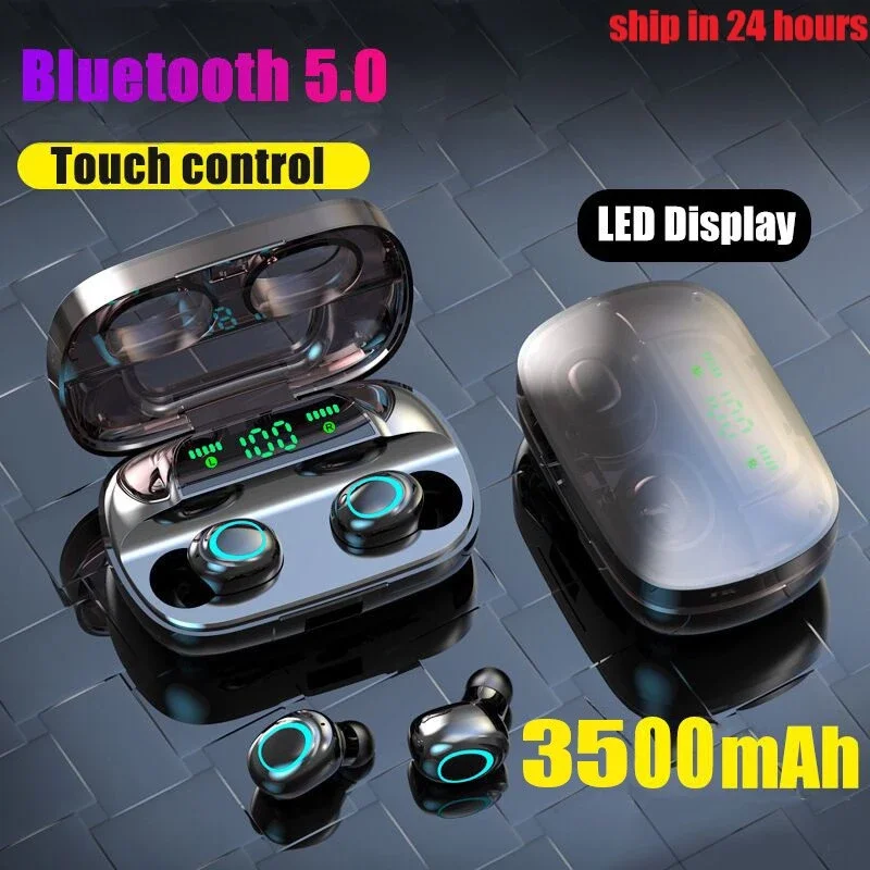 3500 мАч светодиодный Bluetooth Беспроводной наушники вкладыши TWS с сенсорным