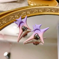 kaku cyberpunk pink purple stud earring for women hip hop gradient design earrings party jewelry gifts