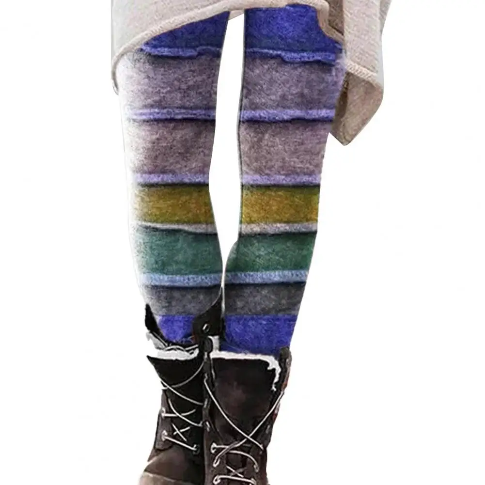 

Pants Stripes Print Long Trousers Women Striped Skinny Leggings for Autumn