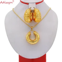 adixyn new fashion pendant necklace earrings jewelry set for women gold color dubai african christmas gifts n10161