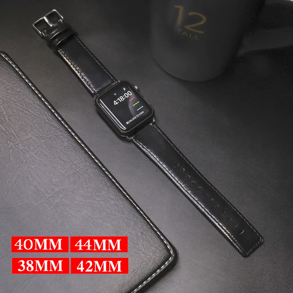 Ремешок из натуральной кожи для apple watch band 5 4 42 мм 44 38 40 iwatch 3/2/1 correa сменный