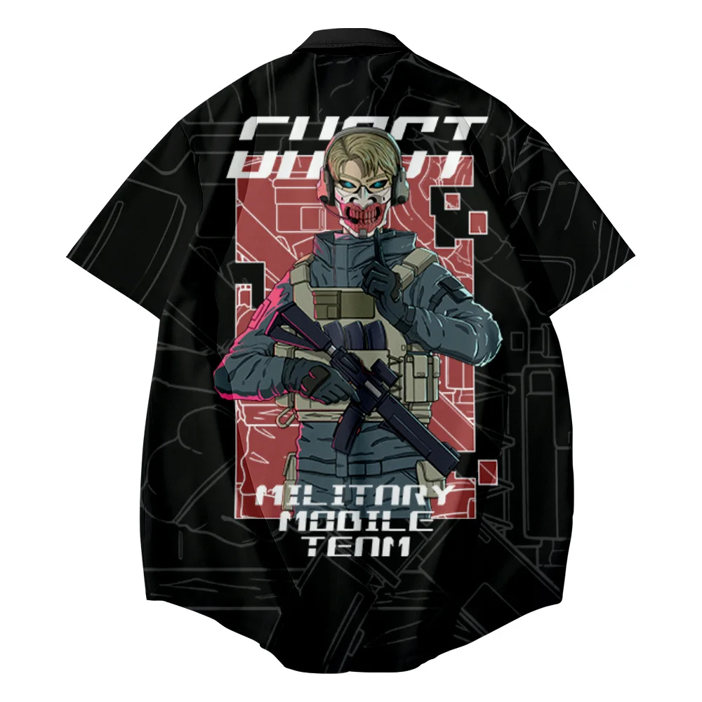 

Summer Cardigan Shirt Beach Style Original Anime Astronauts Painted Short Sleeve Women Cool Casual Blouses Men's Tops Plus Size