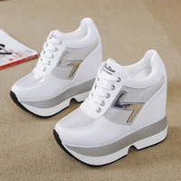 ladies high top casual shoes 10 cm thick soled sneakers white korean lace up casual sneakers single shoes women shoes 2021