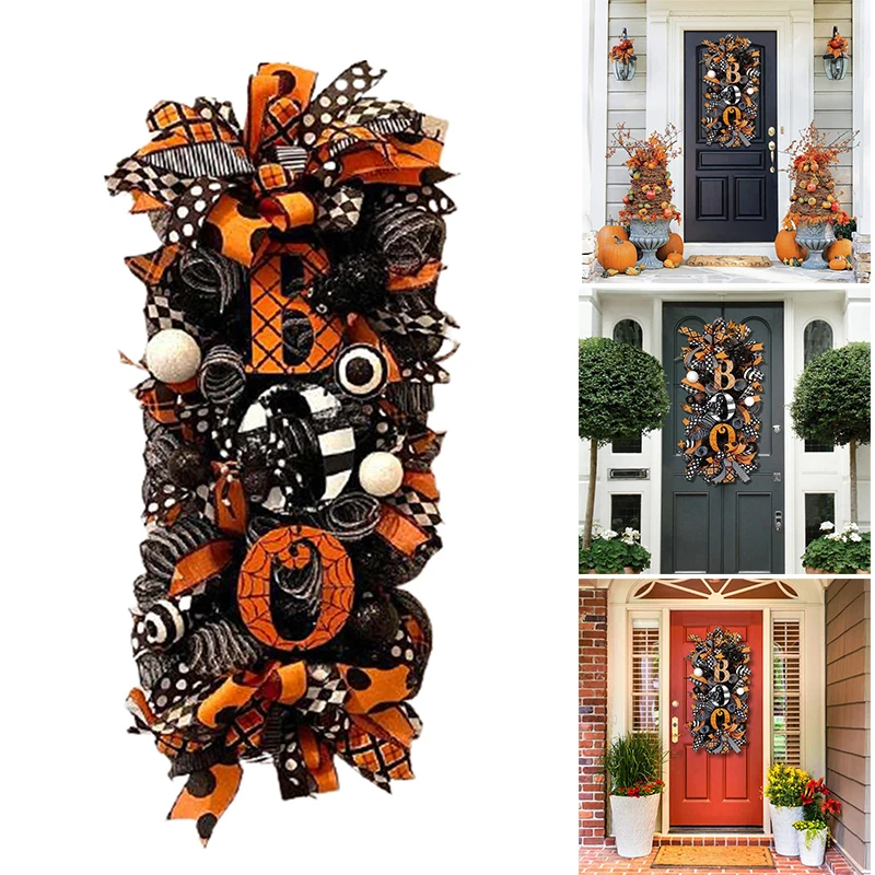 

Венок Swag на Хэллоуин, Осенний венок, подвесное украшение на переднюю дверь для Хэллоуина, праздника, дома, двора, украшение B99