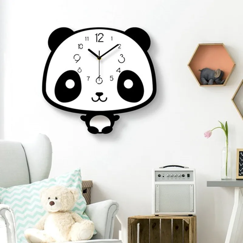 

Cute Kids Room Acrylic Wall Clocks Panda Type Children Gifts Decor Silent Mute Home Clock Cartoon Wall Clock