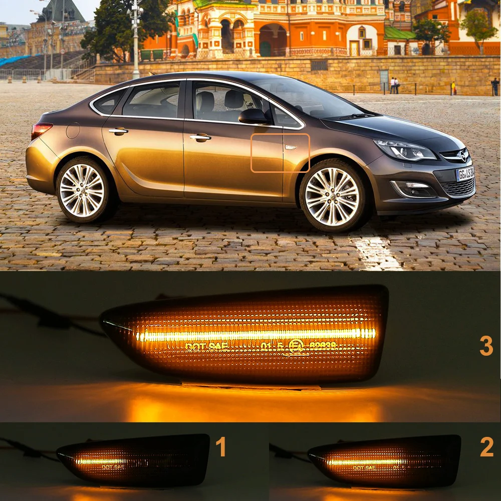 

2x Dynamic LED Side Marker Lights Flowing Turn Signal Light Side Repeater Lamp For Opel For Vauxhall Astra J K Zafira C Insignia