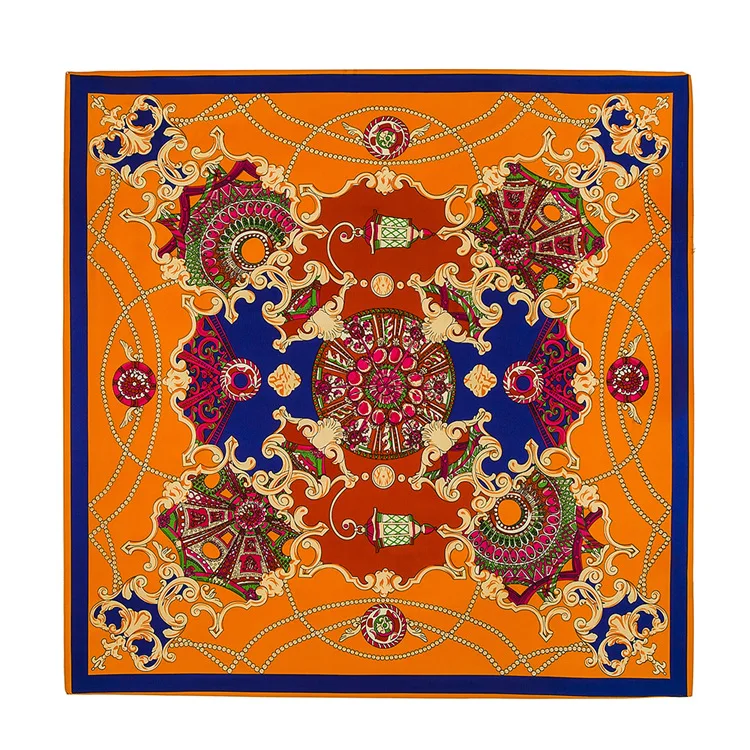 2019 Новый Шелковый саржевый шарф с принтом 100*100 см Женская бандана брендовый