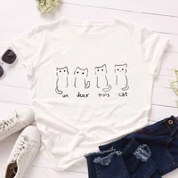 kawaii cat summer women t shirt casual loose short sleeve ladies tee shirt tops cute cat print t shirts female top tee