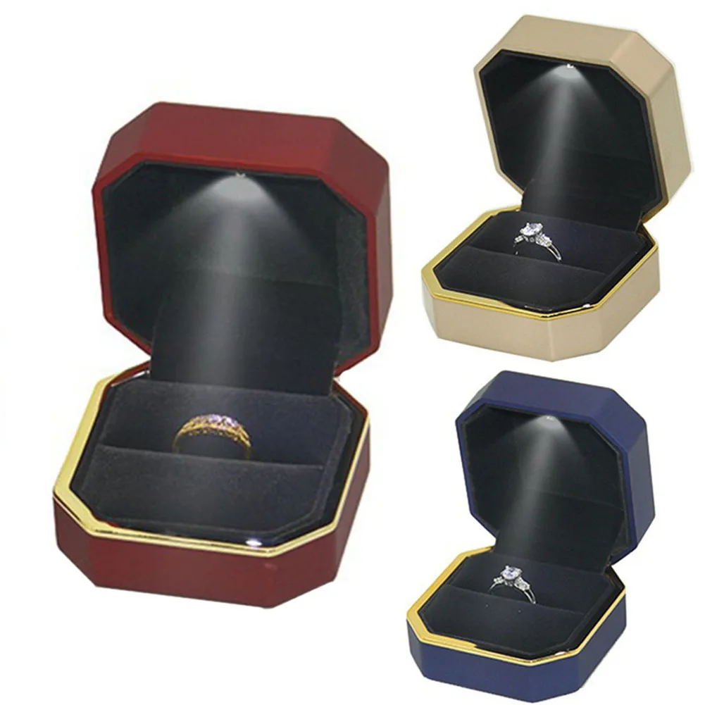 Восьмиугольный светодиодный светильник кольцо ящик для хранения ювелирных