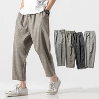 men chinese style kung fu martial arts bottoms japanese cotton linen wide leg harem pants medieval retro fashion casual trousers