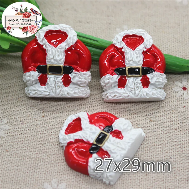 

10 шт. кавайная Красная рождественская плоская спина, Кабошон Художественное украшение, очаровательный бант для волос