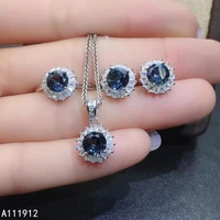 kjjeaxcmy fine jewelry natural topaz 925 sterling silver women pendant necklace chain earrings ring set support test trendy