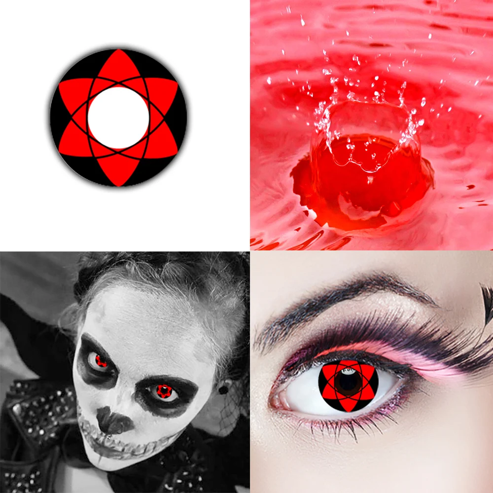Косплей Хэллоуин Шаринган Мансон аниме цветные контактные линзы для макияжа
