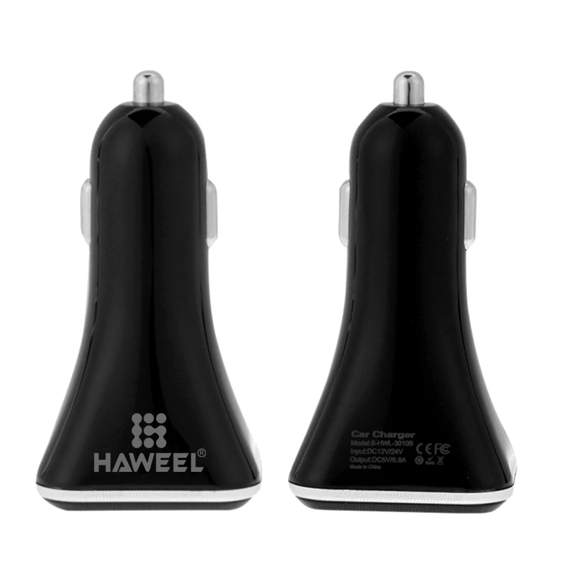 HAWEEL Универсальный 5V 6.8A 4 usb порта автомобильное зарядное устройство для смартфонов/планшетных ПК(черный
