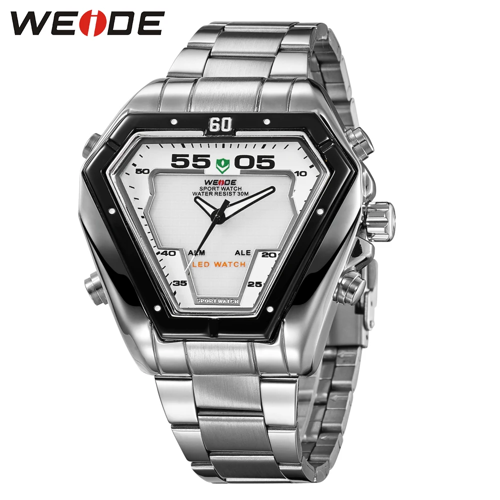 WEIDE мужские модные роскошные кварцевые часы с ремешком из нержавеющей стали