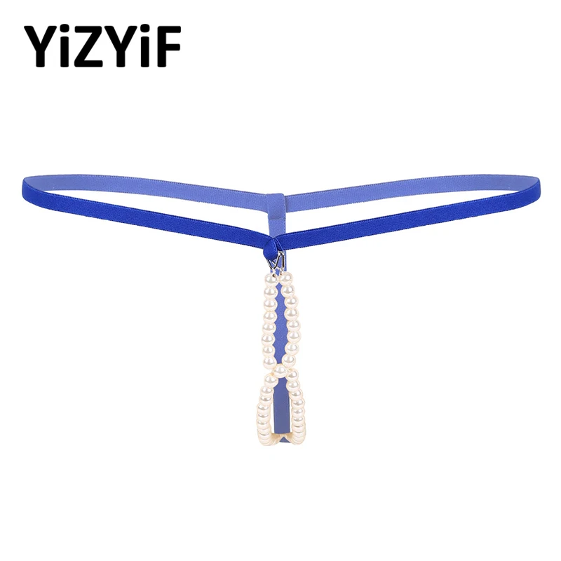 

Underwear Mens Sexy Artificial Pearl G-string Underwear Men Crotchless Jockstrap Thong Sissy Panties O-Ring T-back Sexy Lingerie
