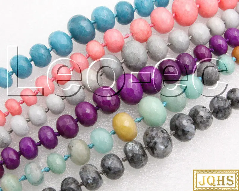 

natural Rondelles jade labradorite Amazonite Stone Loose Beads for Jewelry Making Strand 18"V1537
