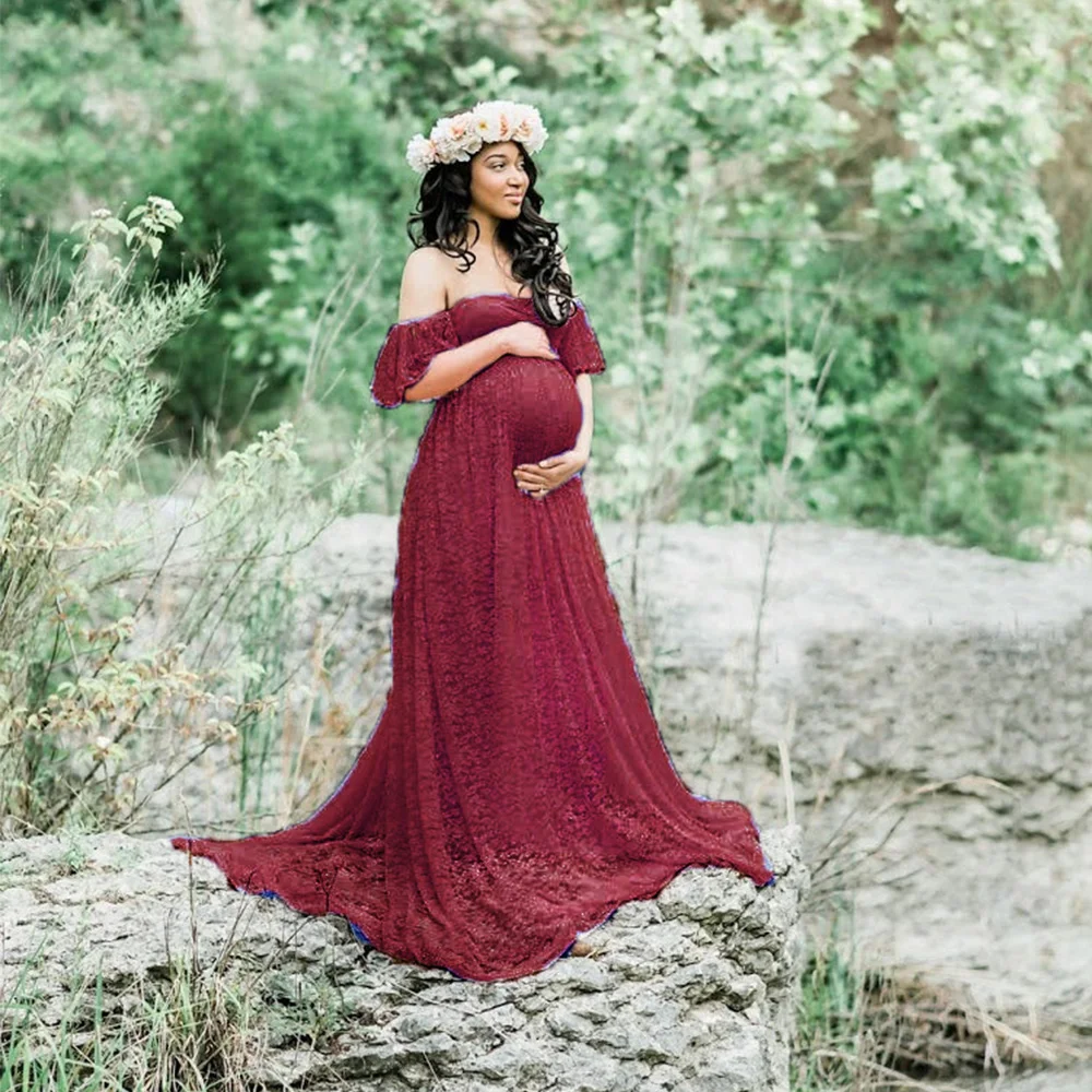 

New Maternity Lace Short Sleeved Suspender Dress Maternity Photography Dresses Shoot Photography Pregnant Women Clothing