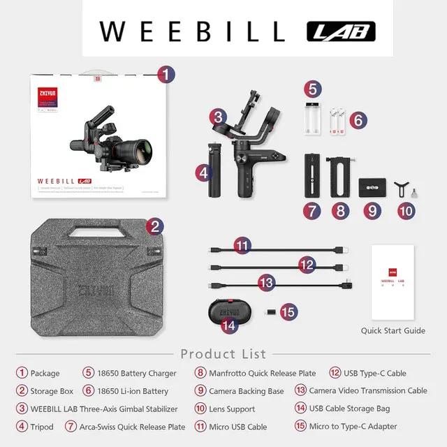 Weebill Lab Zhiyun Weebill S/лабораторный кран с 3-осевому гидростабилизатору Камера стабилизатор для sony A7M3 A6500 Panasonic GH4 GH5 беззеркальных цифровых зеркальных VS Ronin Sc кран 2 - Цвет: Weebill Lab