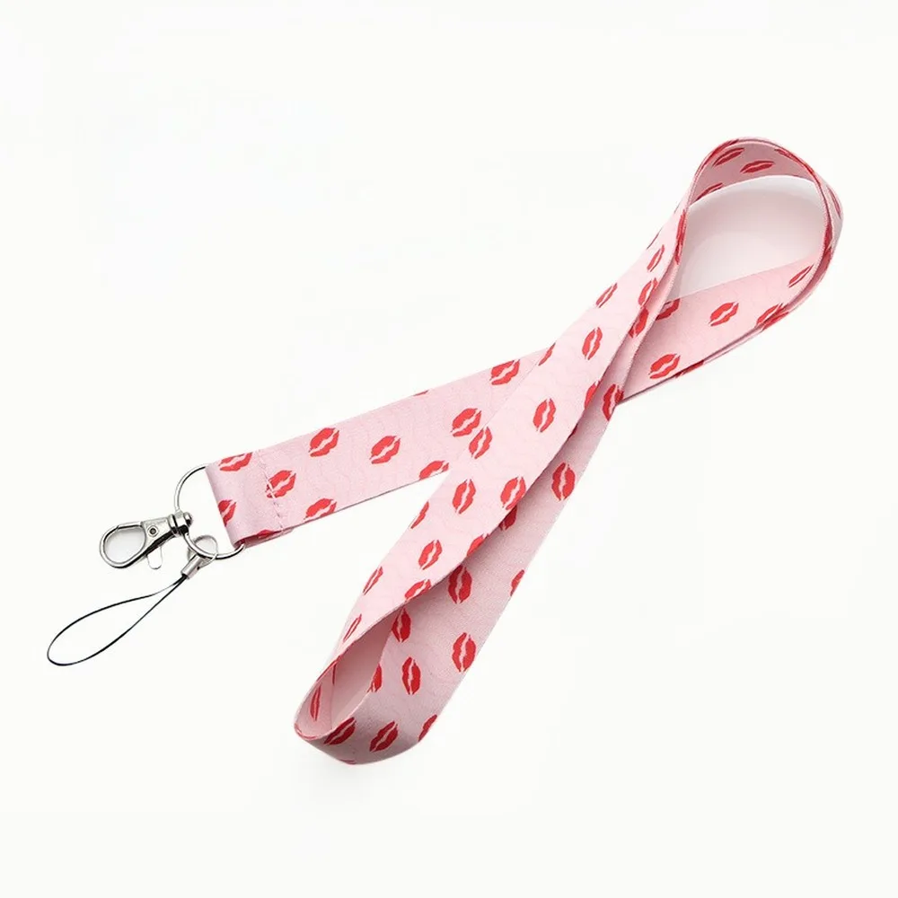 Шнурок Kiss с рисунком губ для ключей от телефона полноцветный индивидуальный