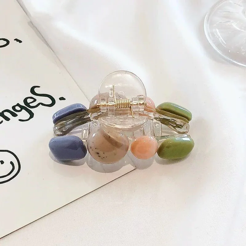 Fashion Acrylic Hairpins Candy Color Hair Clip Shiny Crab Colorful Hair Claws for Women Girl Hair Clamp Hair Accessories