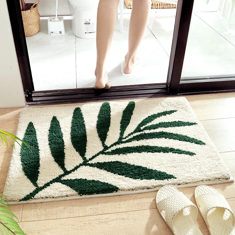 

Leaves Floor Mat Custom INS Soft Fur Washable Balcony Carpet Bath Mat Absorbing Non-slip Doormat Bathroom Rugs Entrance Carpet