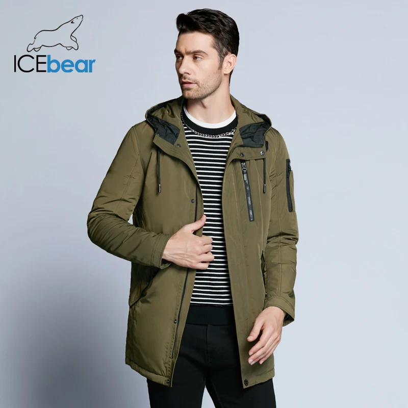 ICEbear Новая Осенняя мужская куртка, короткое повседневное пальто, пальто с капюшоном, мужские куртки из высококачественной ткани, мужские хлопковые MWC18228D